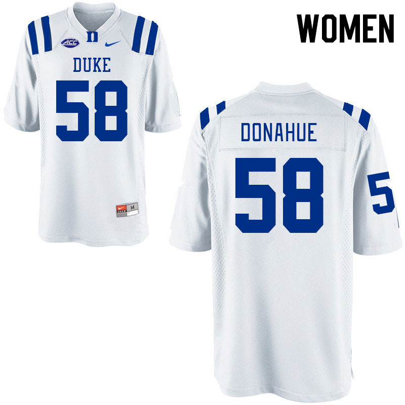 Women #58 Casey Donahue Duke Blue Devils College Football Jerseys Stitched-White